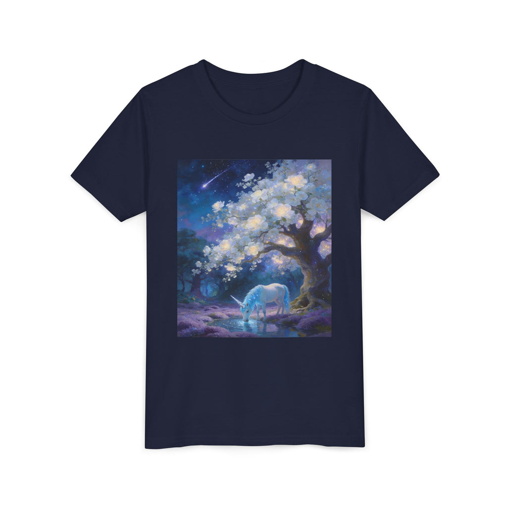 Youth Tee — Dreamy Moonlit Deer & Blossom Tree Graphic