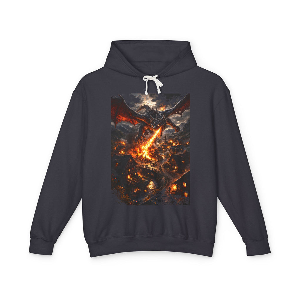 Dragon Fire Graphic Hoodie — Fantasy Lava Dragon Illustration Sweatshirt