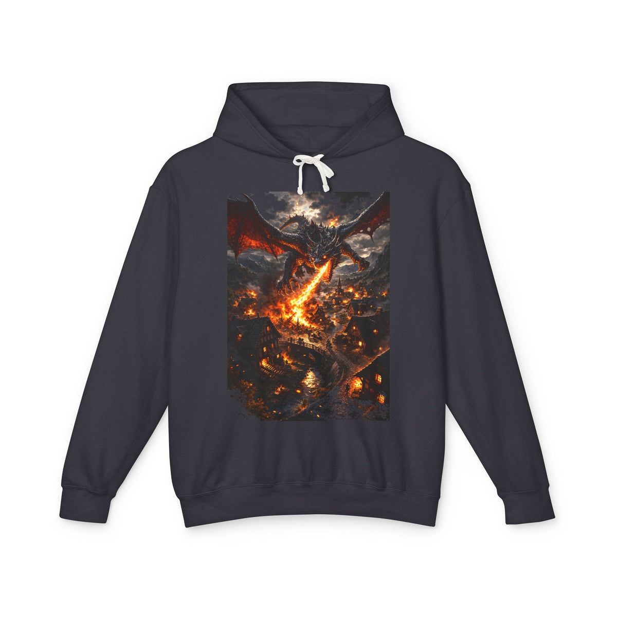 Dragon Fire Graphic Hoodie — Fantasy Lava Dragon Illustration Sweatshirt
