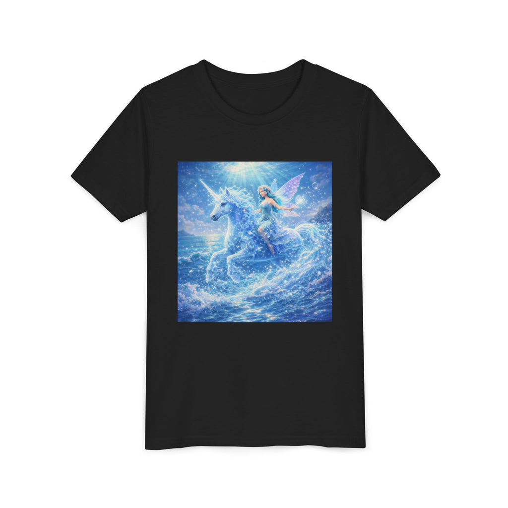 Kids Unicorn Fairy Tee — Magical Blue Pegasus Graphic Youth T-Shirt