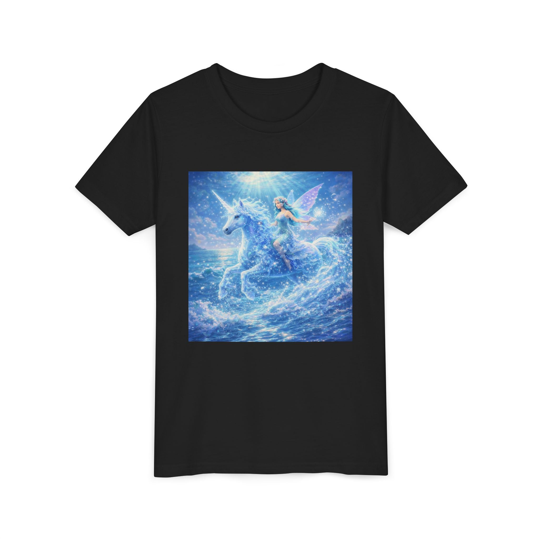 Kids Unicorn Fairy Tee — Magical Blue Pegasus Graphic Youth T-Shirt