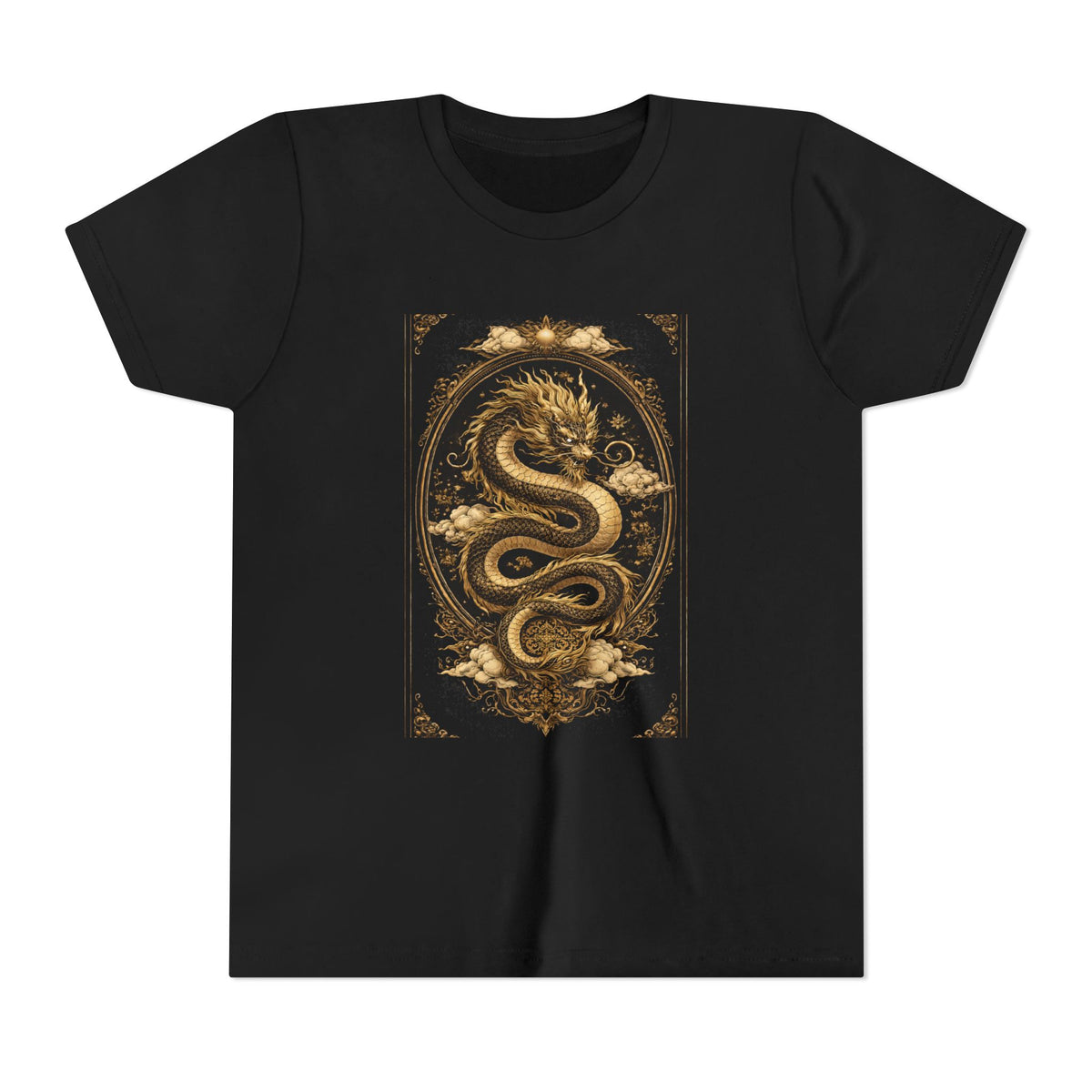 Tee-Gold Dragon Vintage Art Graphic Shirt