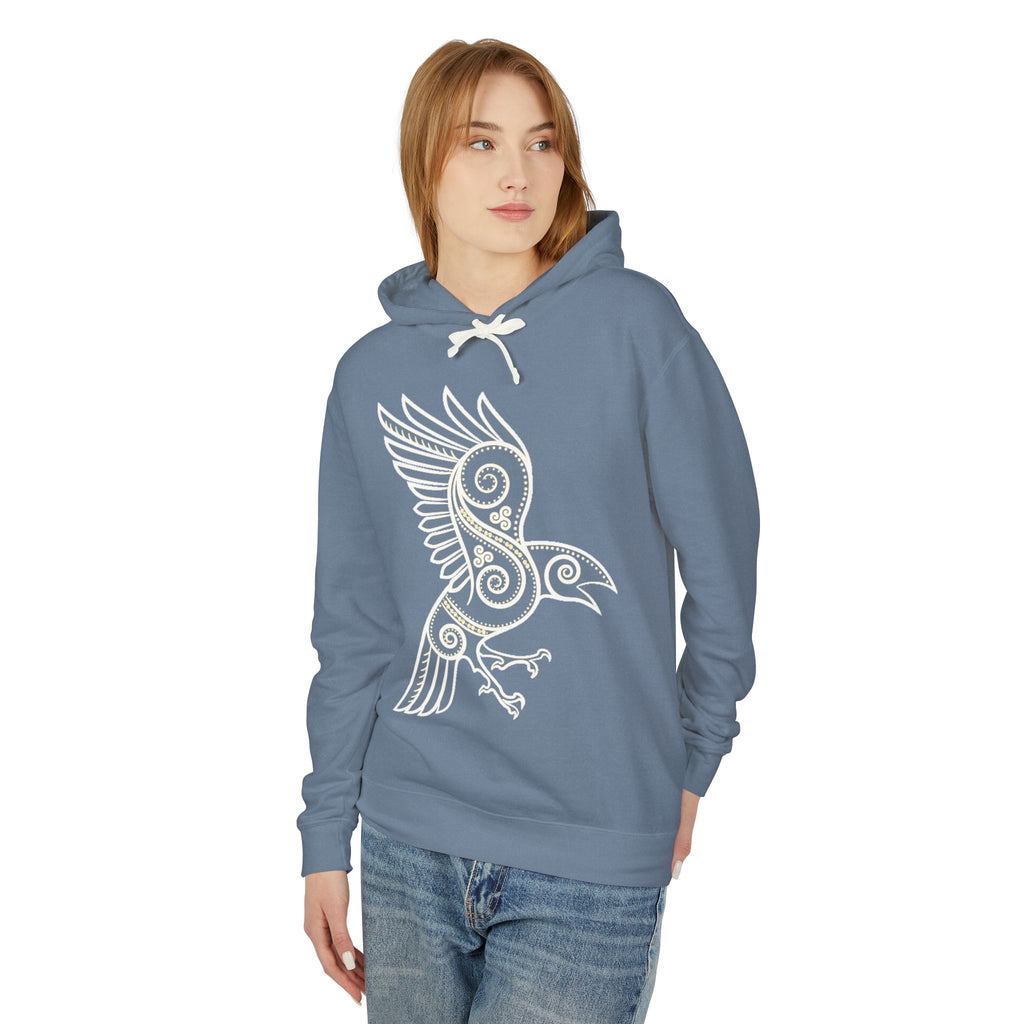 Celtic Raven Hoodie — Tribal Norse Bird Design Lightweight Pullover