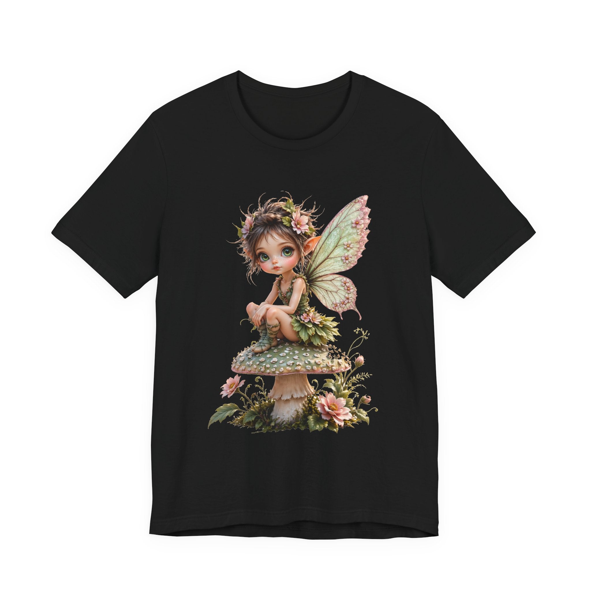Fairy Mushroom Tee — Cute Woodland Fairy Sitting on Toadstool Graphic T-Shirt