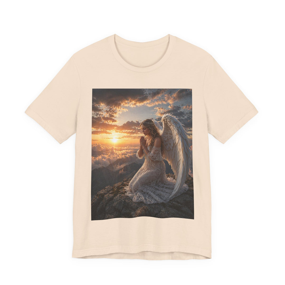 Angel Prayer T‑Shirt — Serene Winged Angel Sunset Tee