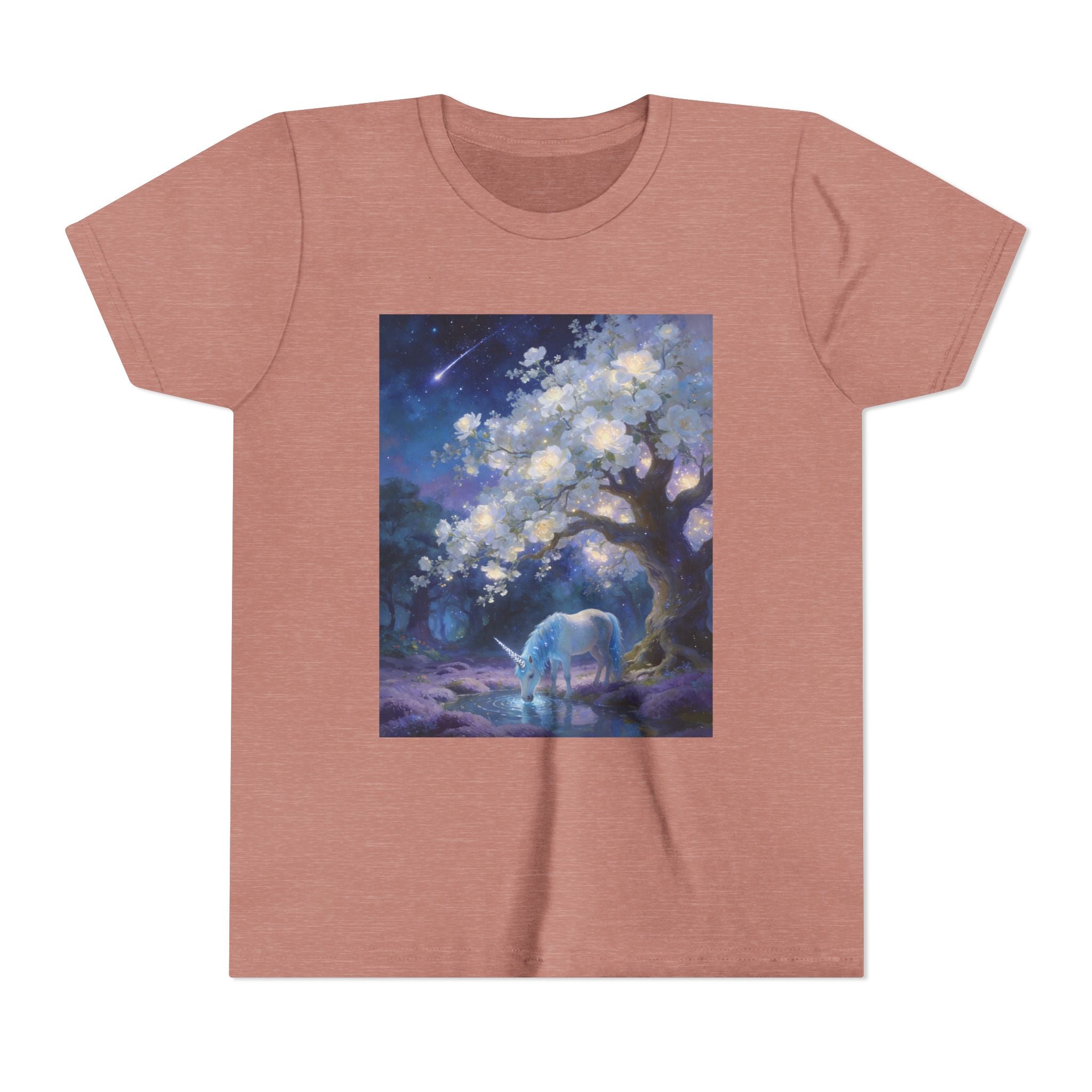 Youth Tee — Magical Night Unicorn Under Starry Tree