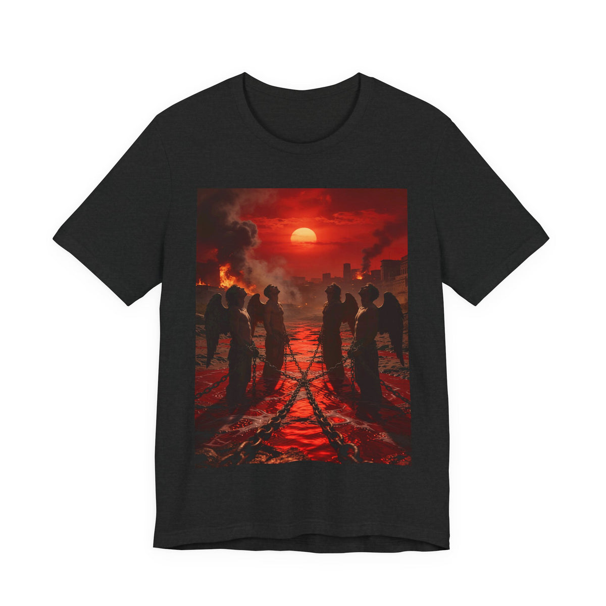 T-Shirt — Revelation 9 reveals four fallen angels bound in the Euphrates River, awaiting God’s appointed time to bring judgment.