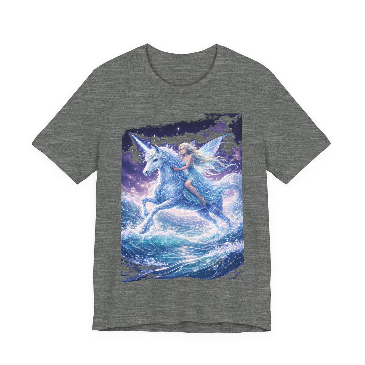 Mystical Unicorn Rider T‑Shirt – Fantasy Pegasus Night Sky Graphic Tee
