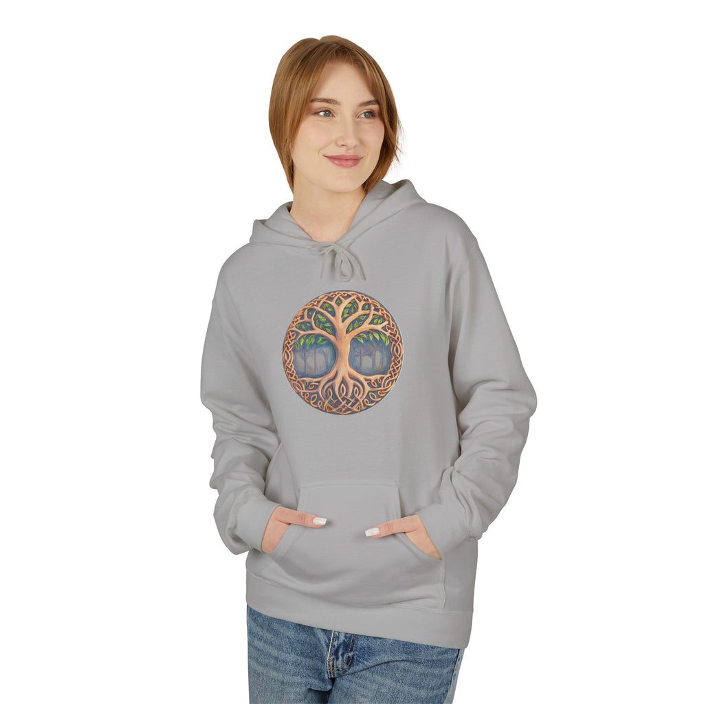 Yggdrasil Tree of Life Cotton Hoodie — Botanical Circle Art Sweatshirt