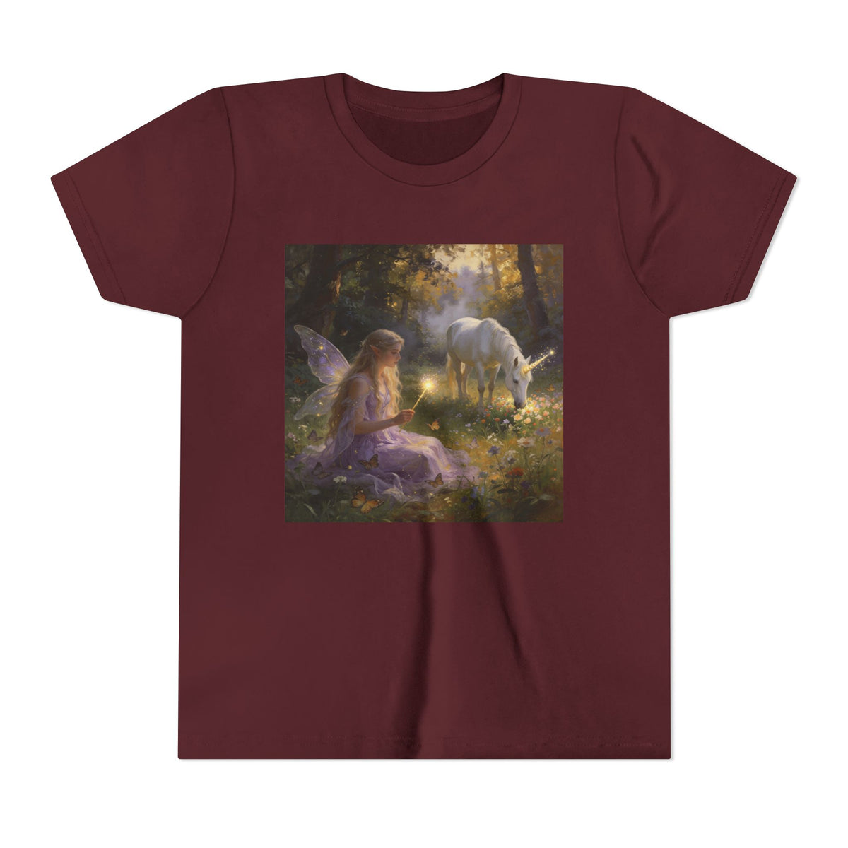 Youth Tee — Fairy and Unicorn Enchanted Forest Design