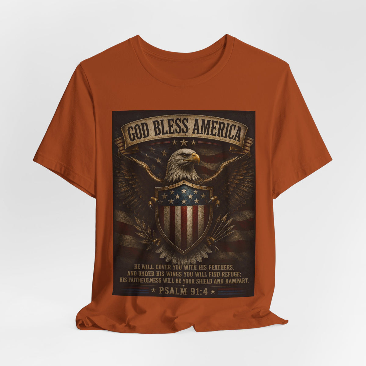 God Bless America Eagle T-Shirt – Patriotic Psalm 91:4 Graphic Tee