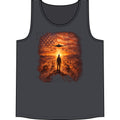 Patriotic Pilot Tank Top - American Flag B-2 Bomber Sunset Graphic