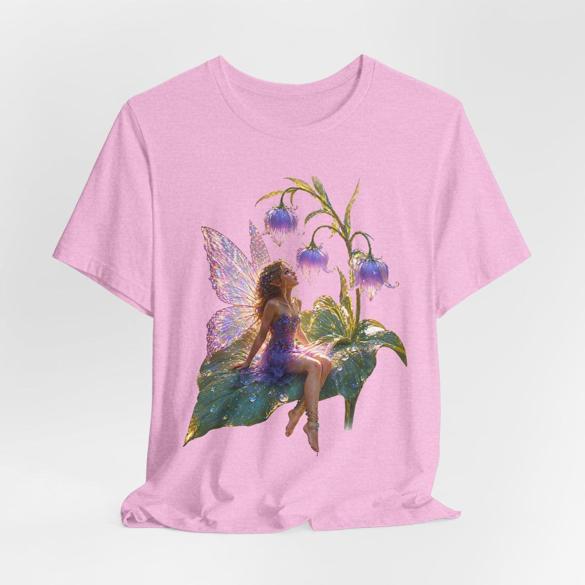Fairy Garden T‑Shirt — Watercolor Fairy on Bellflower Tee