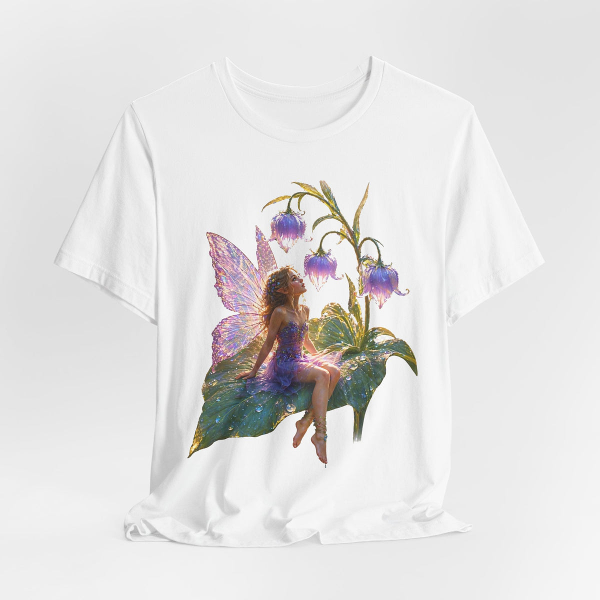 Fairy Garden T‑Shirt — Watercolor Fairy on Bellflower Tee