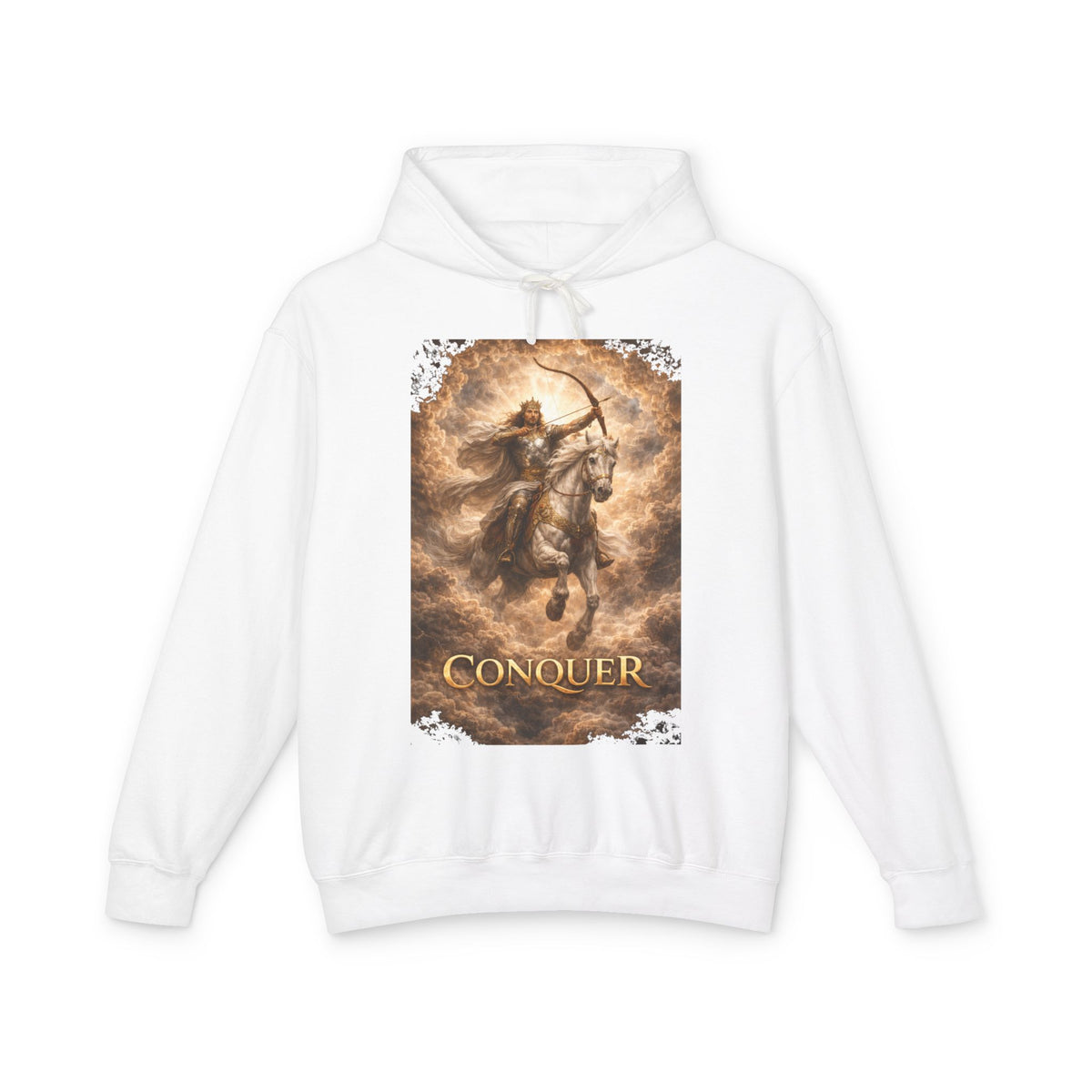 The white horse from Revelation 6:1-2! Conquer Warrior Hoodie — Fantasy Archer Graphic Pullover