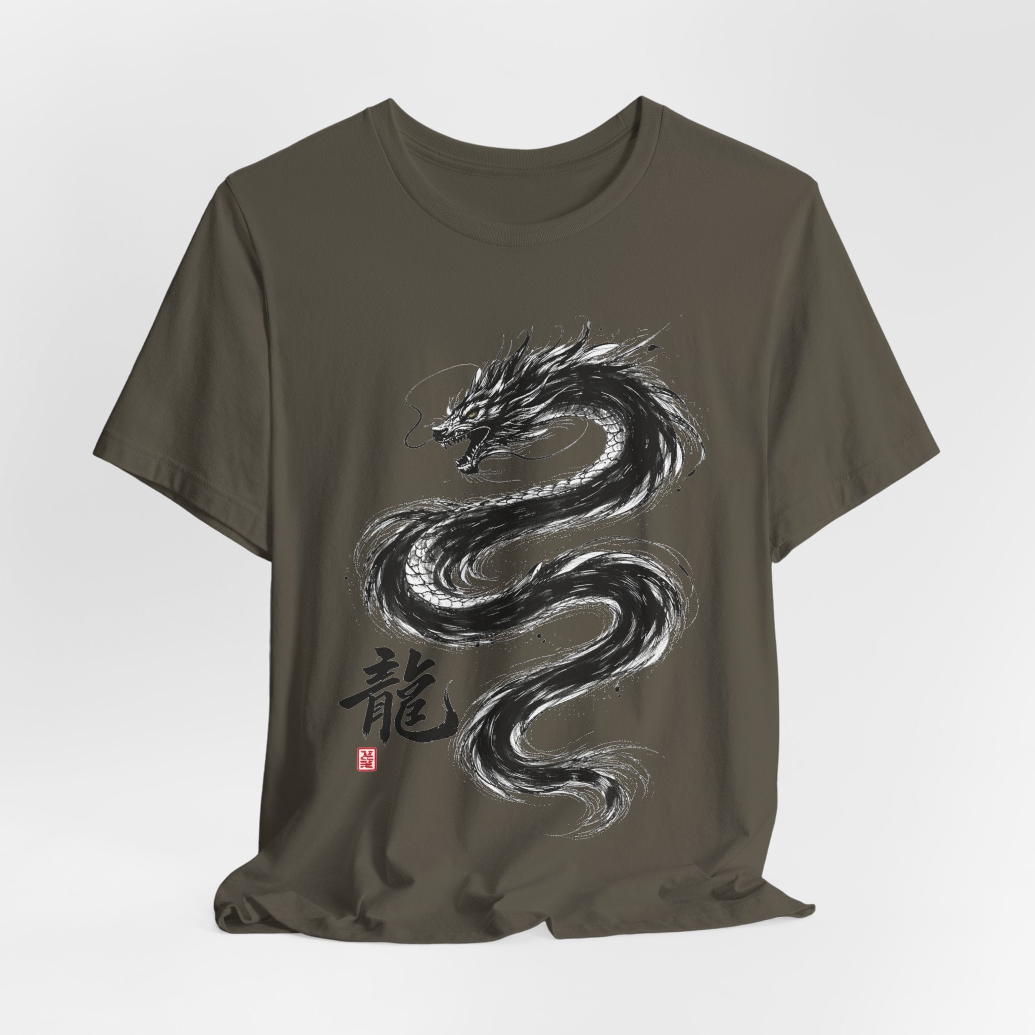 Dragon Brushstroke Tee — Asian Ink Dragon T-Shirt