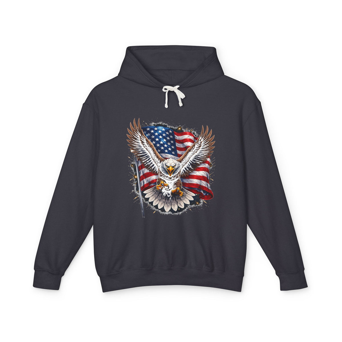 American Eagle Hoodie — Patriotic Bald Eagle with USA Flag Graphic