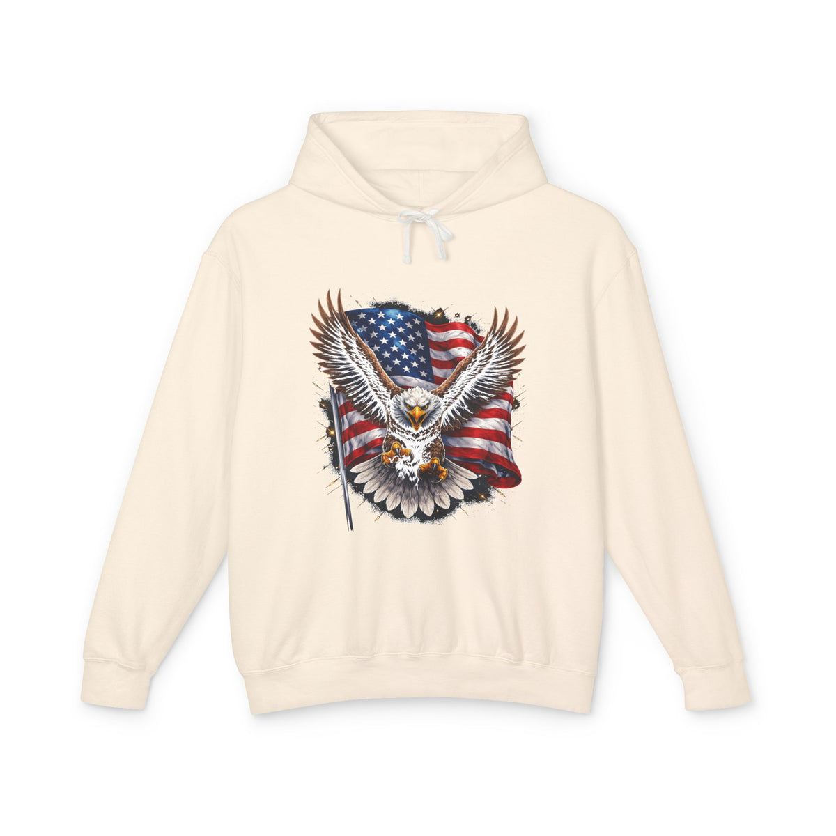 American Eagle Hoodie — Patriotic Bald Eagle with USA Flag Graphic