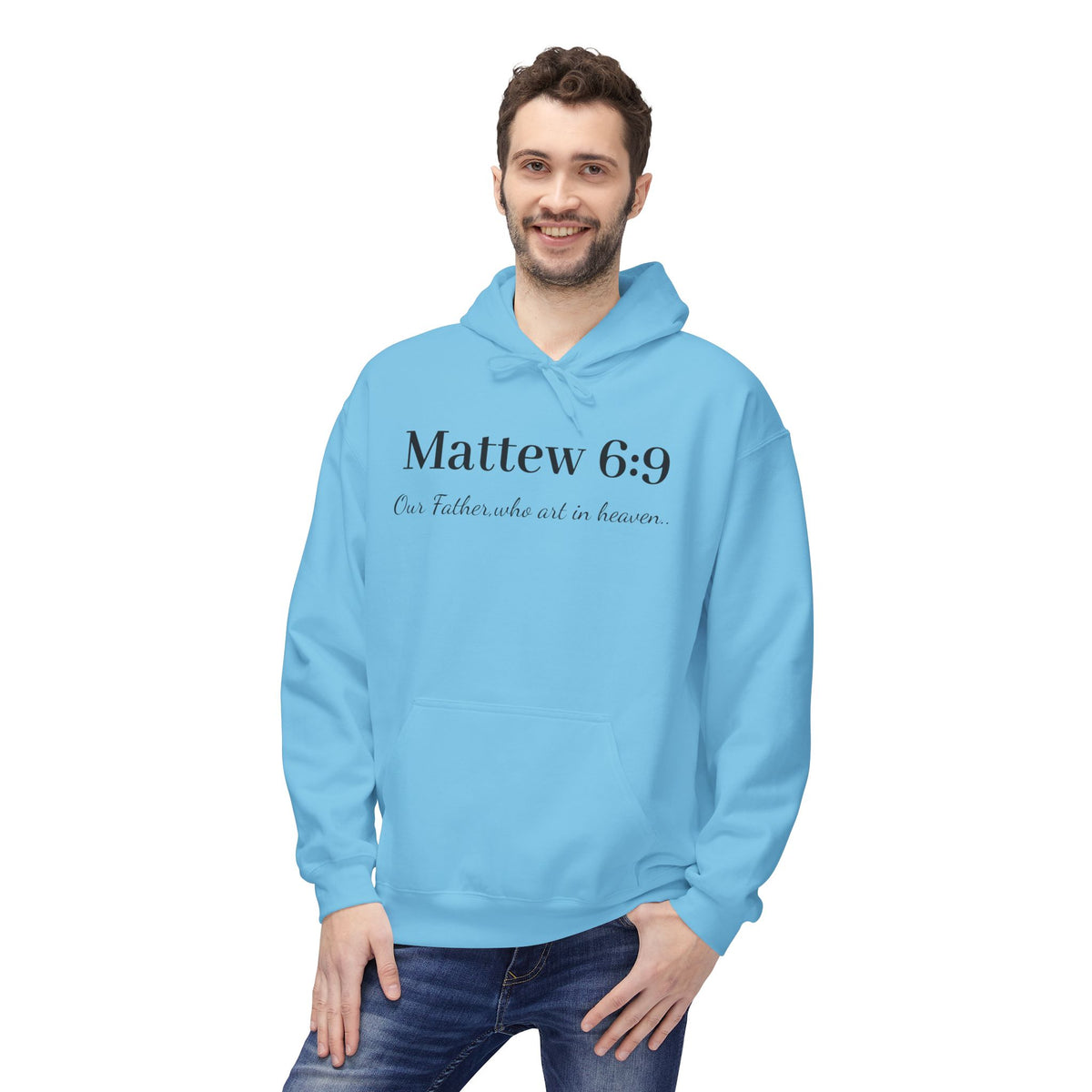 Matthew 6:9 Hoodie — 'Our Father Which Art in Heaven' Christian Scripture Pullover