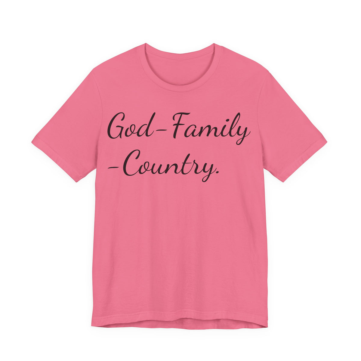 God · Family · Country Script Tee — Patriotic Christian Short Sleeve Shirt