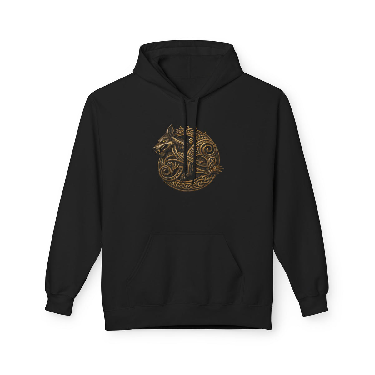 Norse mythology wolve Hoodie – Earth-Tone Celtic Wolf Graphic Pullover