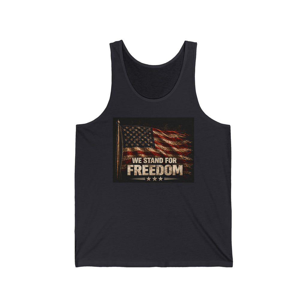 Freedom Flag Tank Top – "We Stand for Freedom" Patriotic American Flag Tank