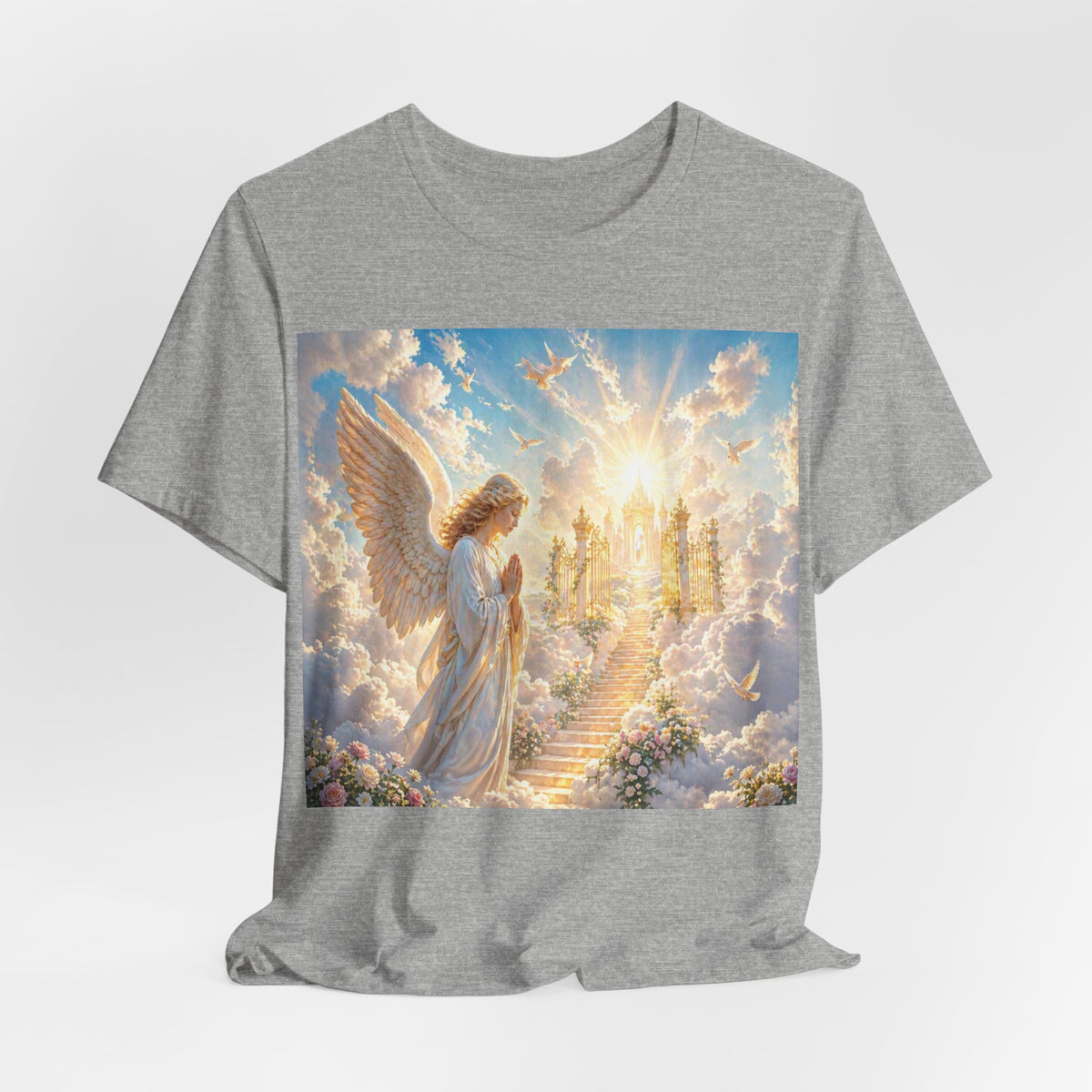 Heavenly Angel Stairway T-Shirt — Serene Christian Faith Tee