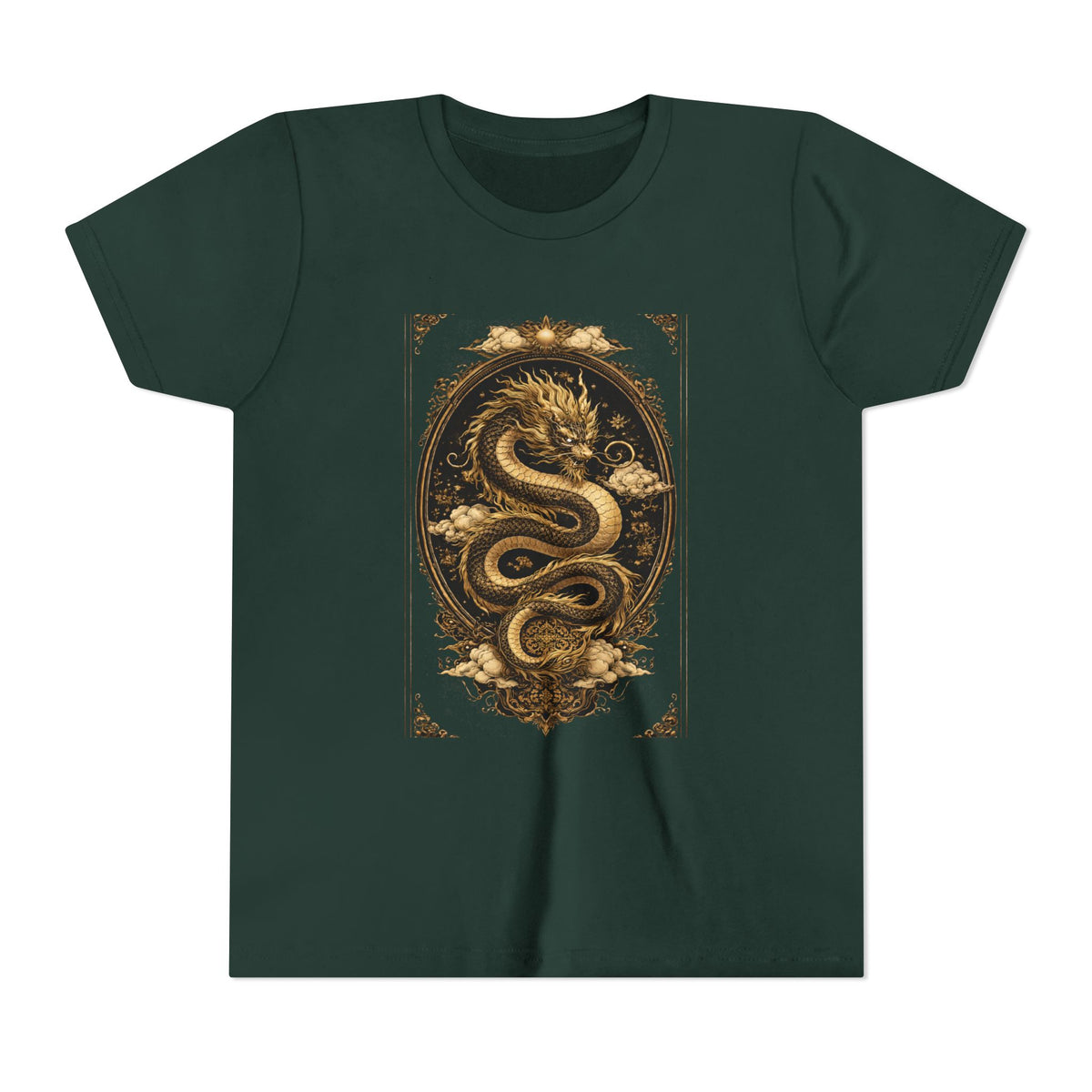 Tee-Gold Dragon Vintage Art Graphic Shirt