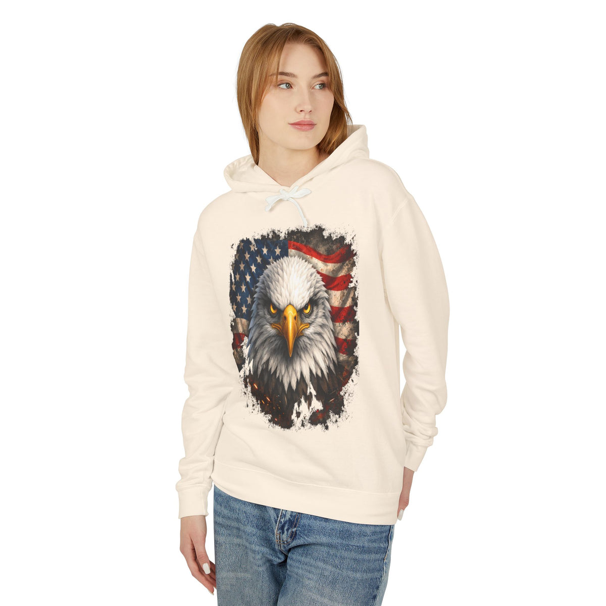 American Bald Eagle Hoodie — Patriotic Flag Graphic Sweatshirt