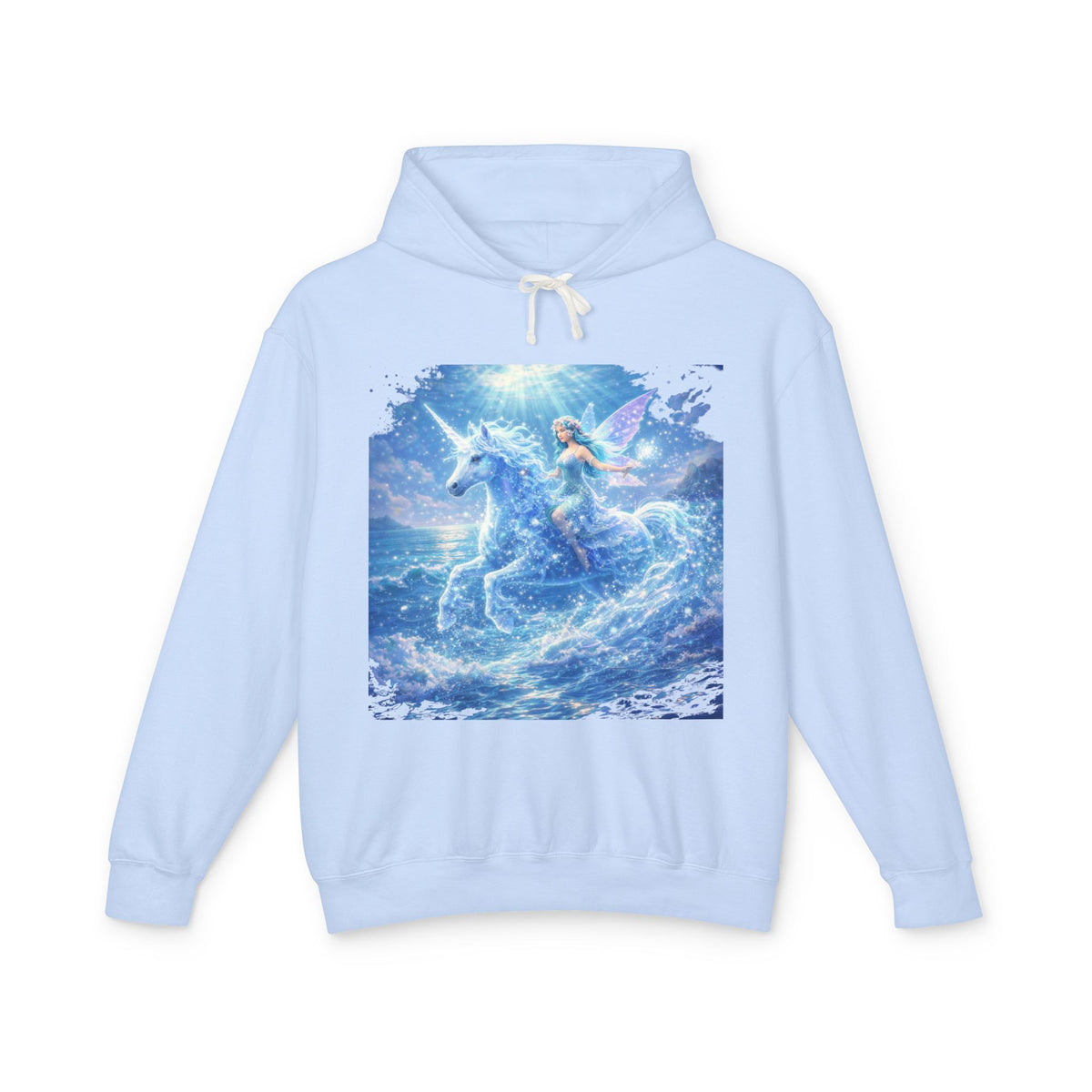 Fantasy Unicorn Hoodie — Mermaid Riding a Sea Unicorn Graphic Sweatshirt
