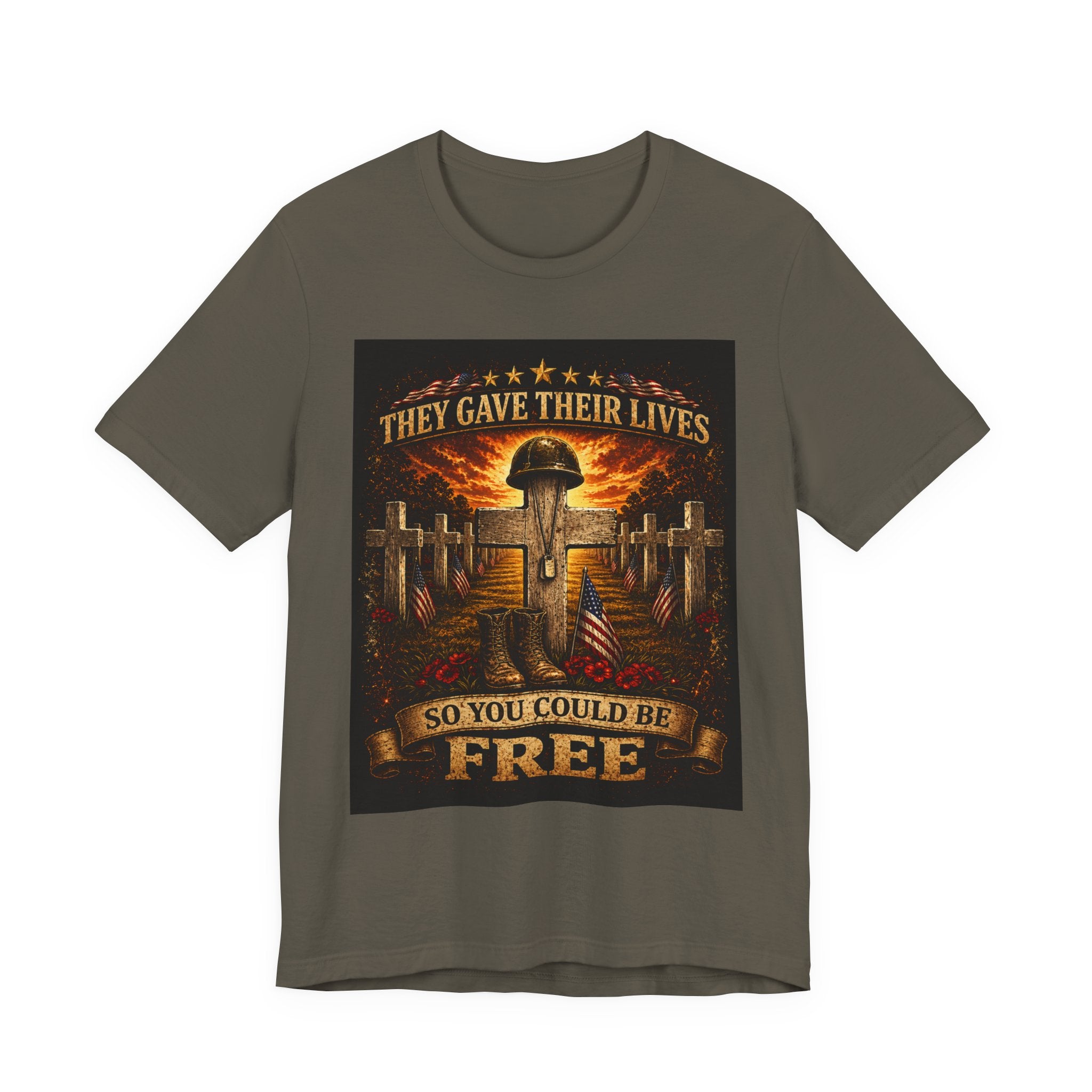 Memorial Military T-Shirt - "They Gave Their Lives So You Could Be Free" Patriotic Veteran Tee