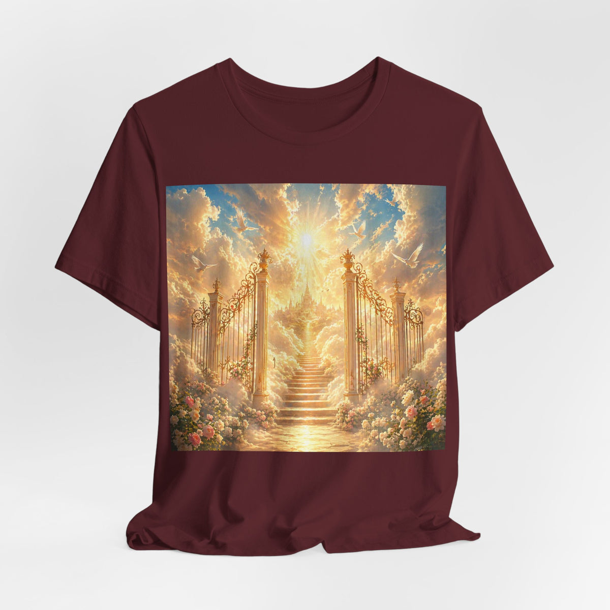 Heavenly Gates Graphic Tee — Celestial Stairs & Sunlight T-Shirt