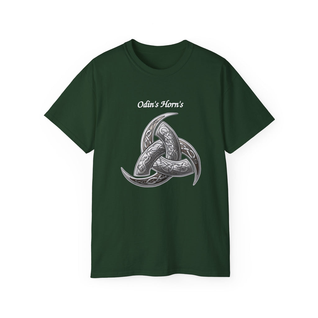 Viking Odin’s Horns Cotton T-Shirt — Norse Mythology Triskelion Tee