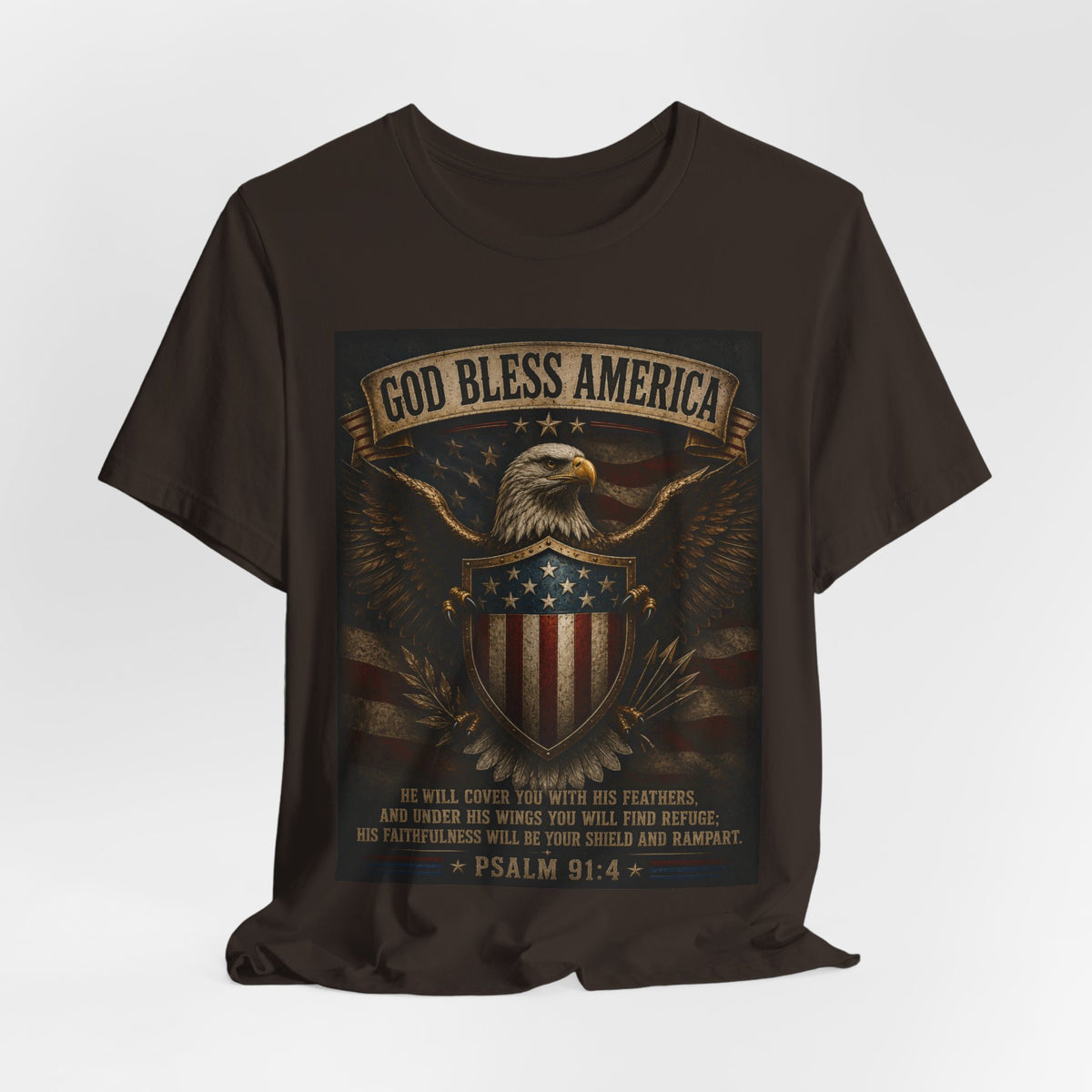 God Bless America Eagle T-Shirt – Patriotic Psalm 91:4 Graphic Tee