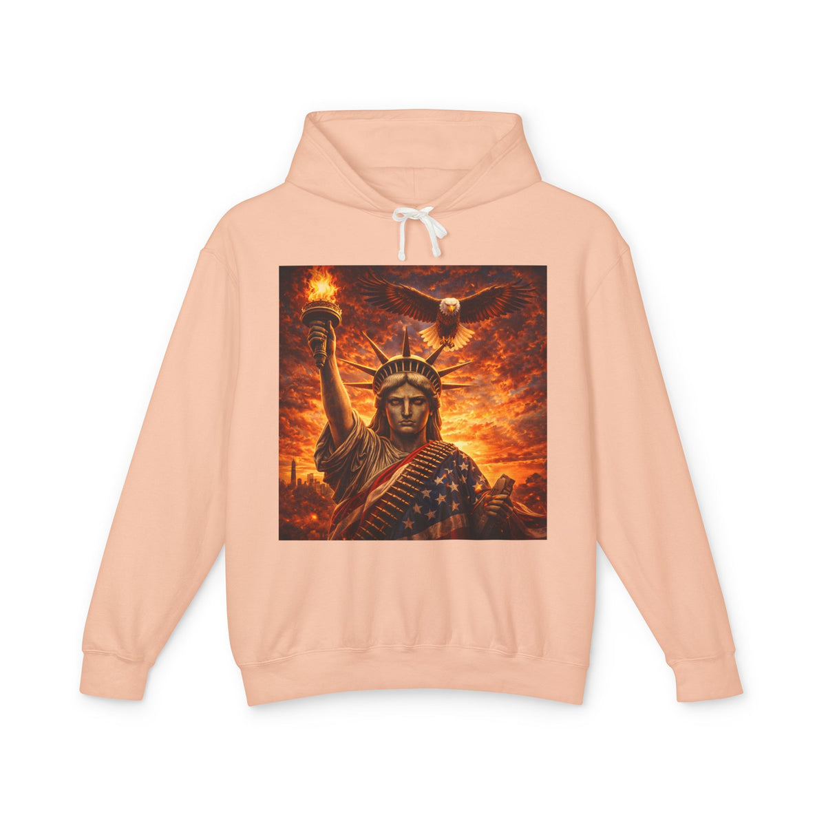 Statue of Liberty Sunset Hoodie — Patriotic American Freedom Sweatshirt