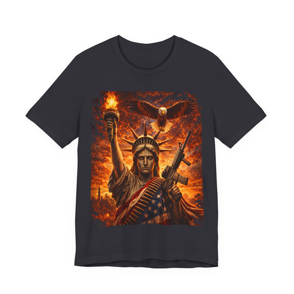 USA Liberty T-Shirt — Statue of Liberty with Eagle & Flag Graphic