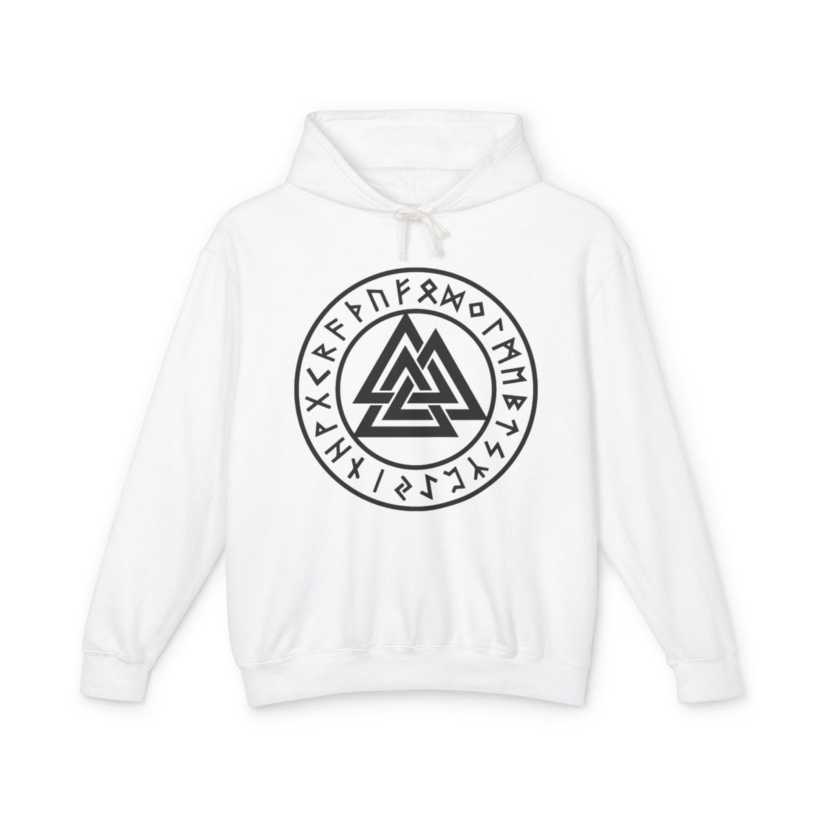 Valknut Rune Circle Hoodie — Norse Viking Symbol Hooded Sweatshirt