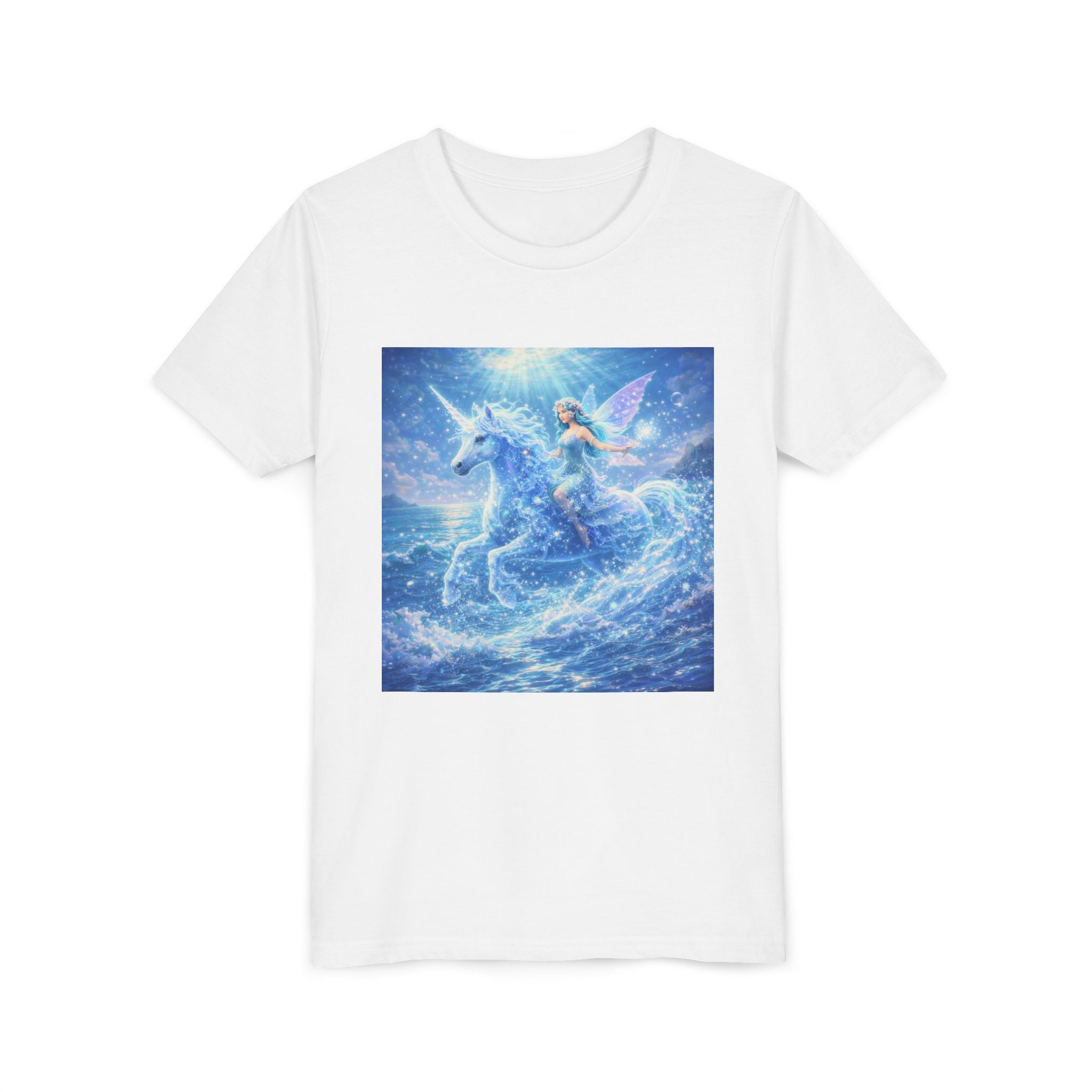 Kids Unicorn Fairy Tee — Magical Blue Pegasus Graphic Youth T-Shirt
