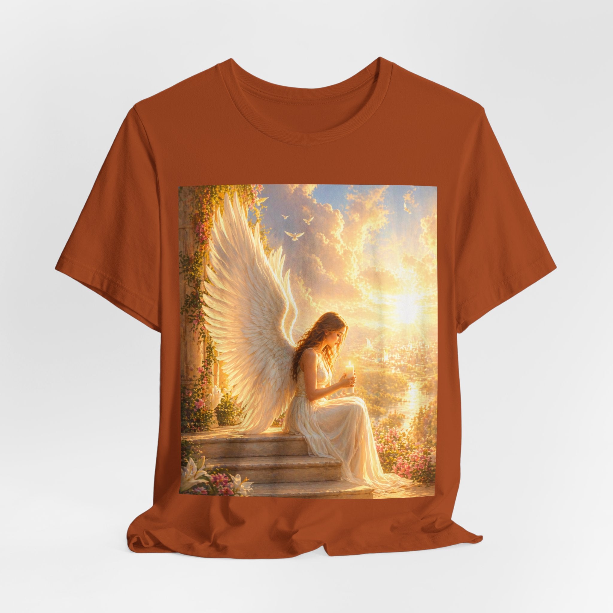 Angel Prayer T‑Shirt — Serene Winged Angel Graphic Tee for Spiritual Gifts & Memorials