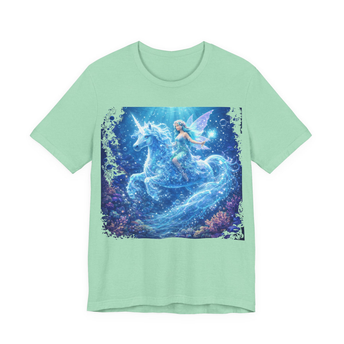 Mystical Blue Unicorn & Fairy Tee — Fantasy Magic Horse T-Shirt