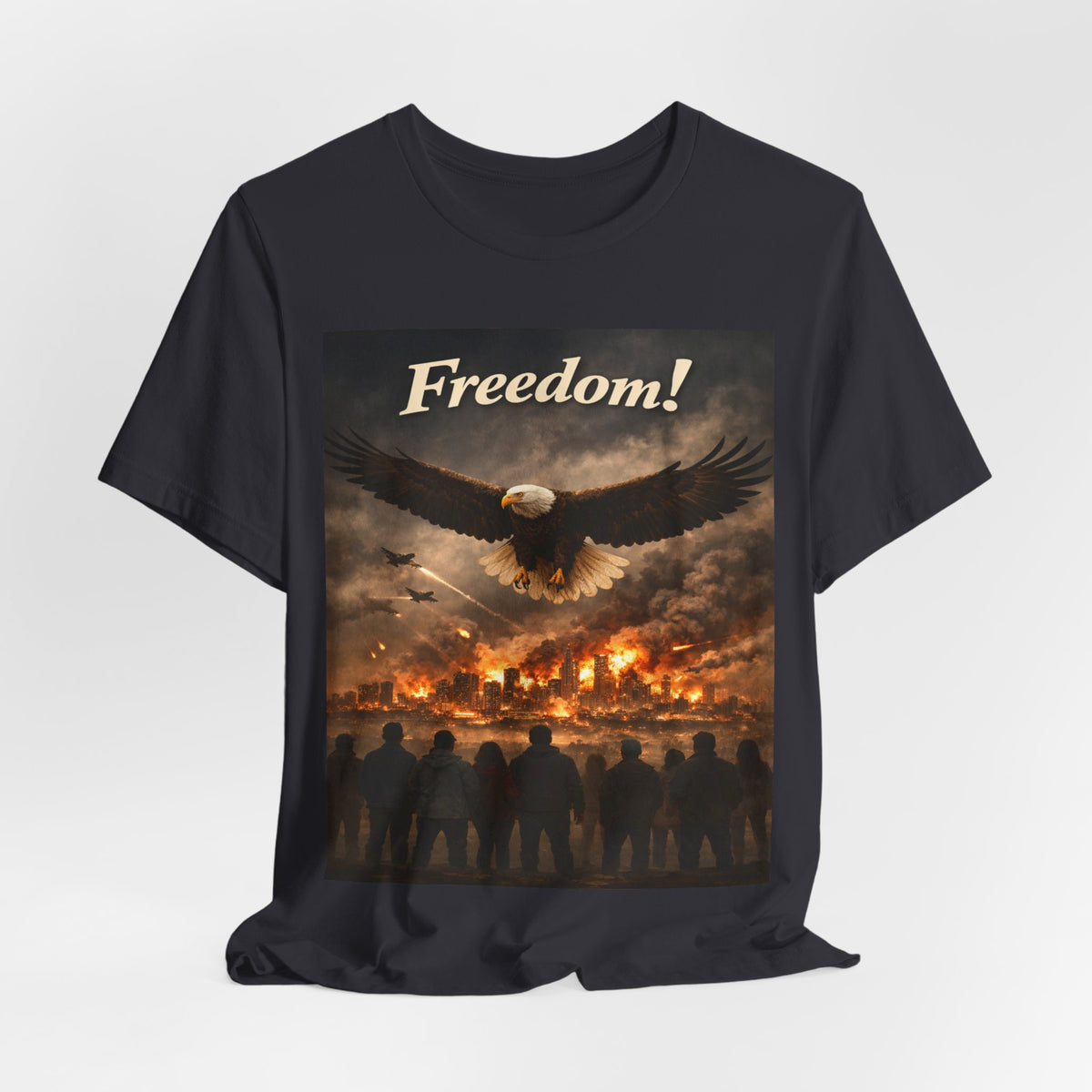 Freedom Eagle T-Shirt — Patriotic Bald Eagle & Crowd Graphic Tee