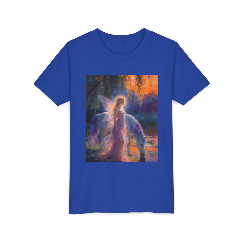 Fairy and Unicorn Youth Tee — Magical Fantasy Kids T-Shirt