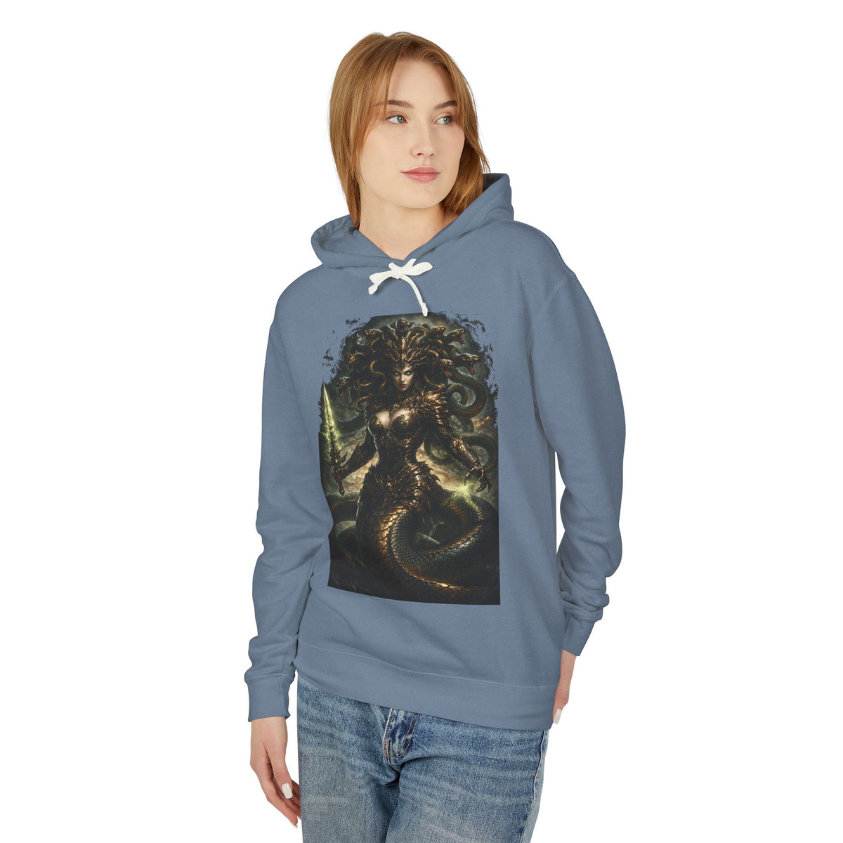 Medusa Fantasy Art Hoodie — Dark Mythological Serpent Goddess Sweatshirt