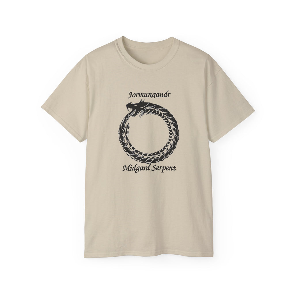 Jormungandr Midgard Serpent Cotton T-Shirt — Norse Mythology Snake Design