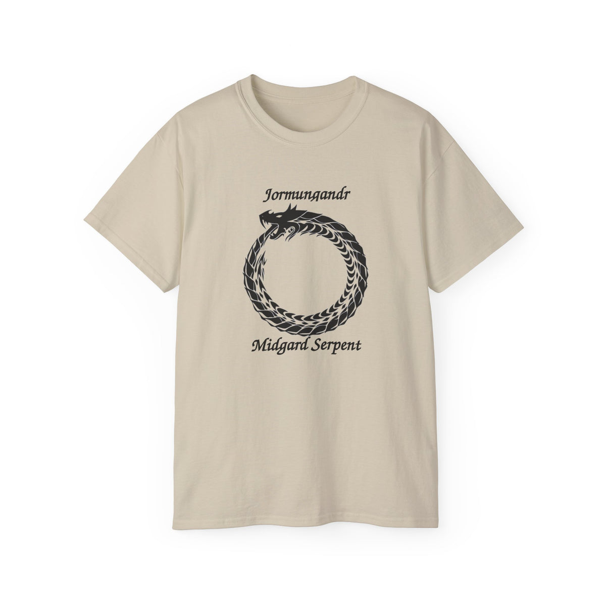 Jormungandr Midgard Serpent Cotton T-Shirt — Norse Mythology Snake Design