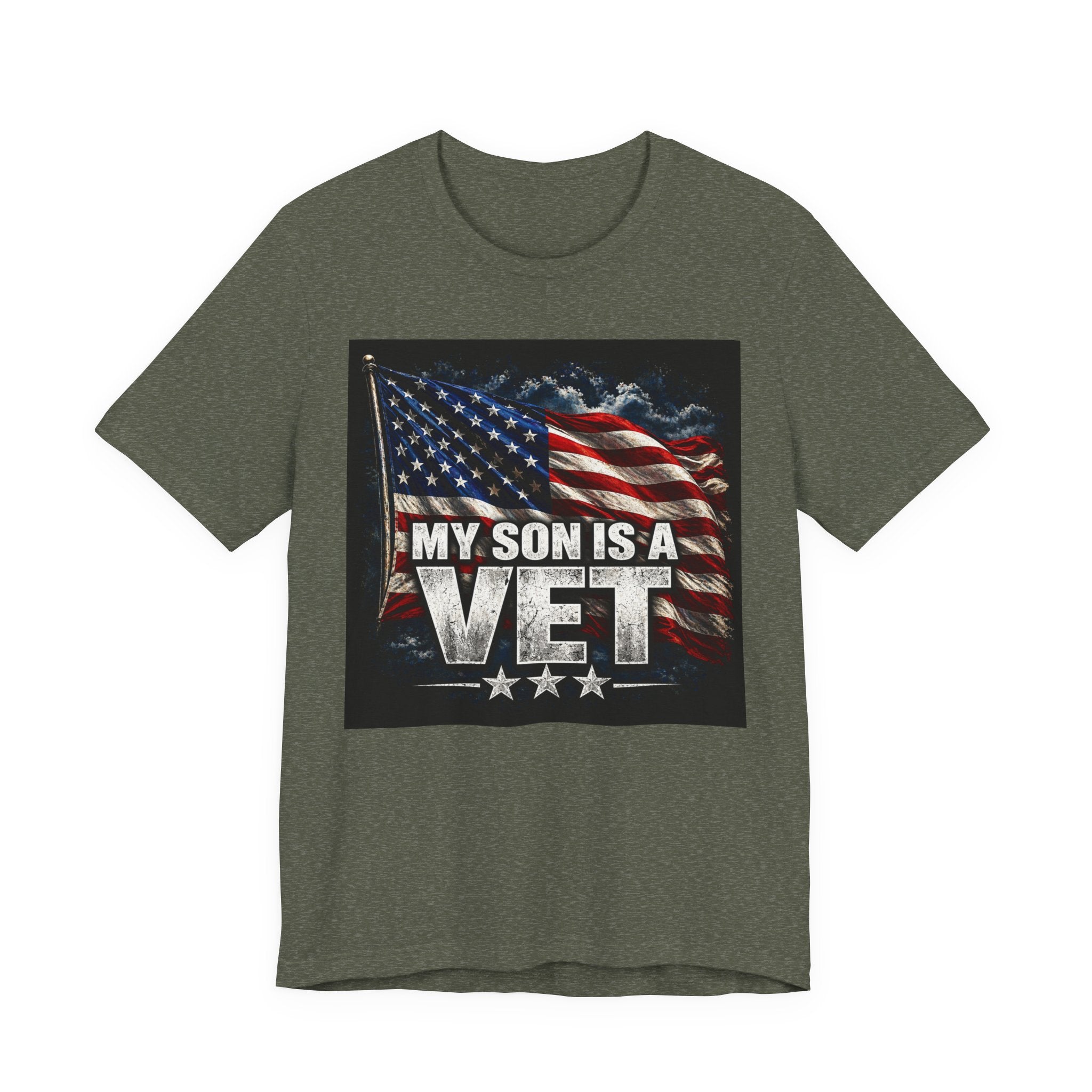 My Son Is A Vet T‑Shirt — Patriotic American Flag Tee for Proud Parents