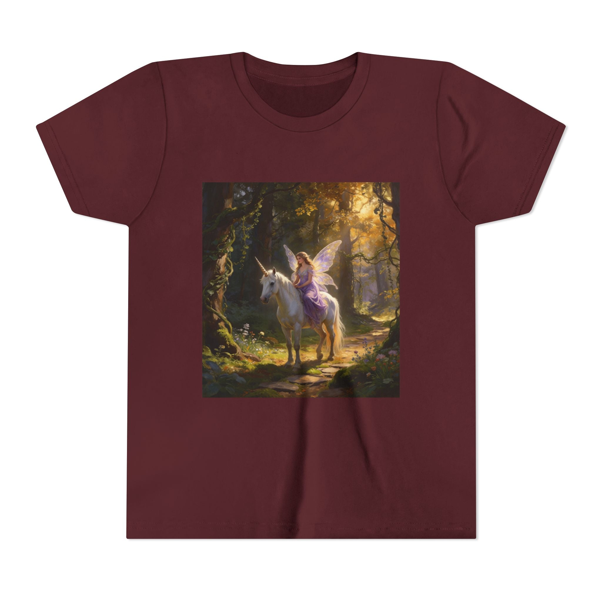 Youth Tee — Enchanted Unicorn & Fairy Forest Graphic