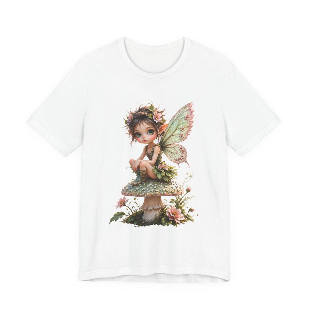 Fairy Mushroom Tee — Cute Woodland Fairy Sitting on Toadstool Graphic T-Shirt