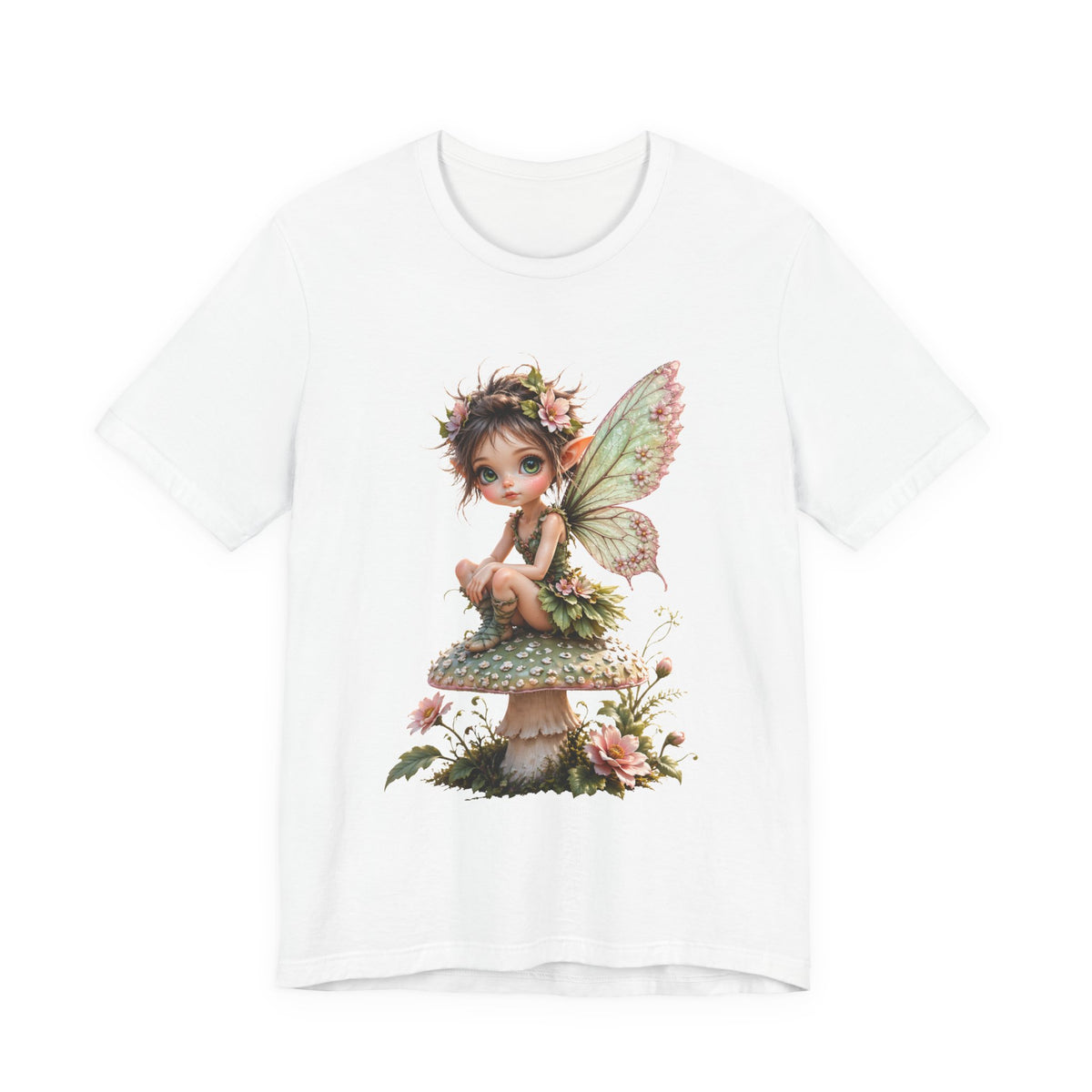 Fairy Mushroom Tee — Cute Woodland Fairy Sitting on Toadstool Graphic T-Shirt