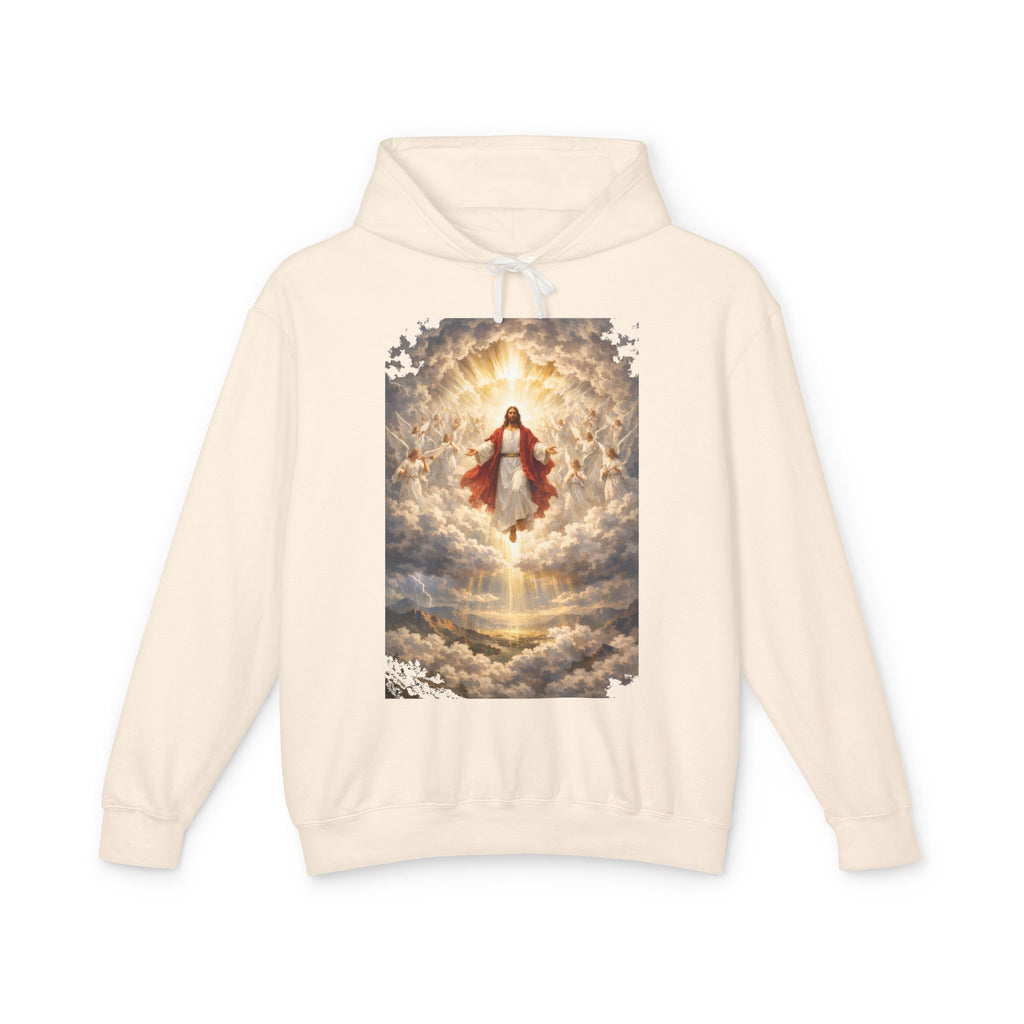 Christian Jesus Hoodie — Ascension Clouds Religious Graphic Sweatshirt